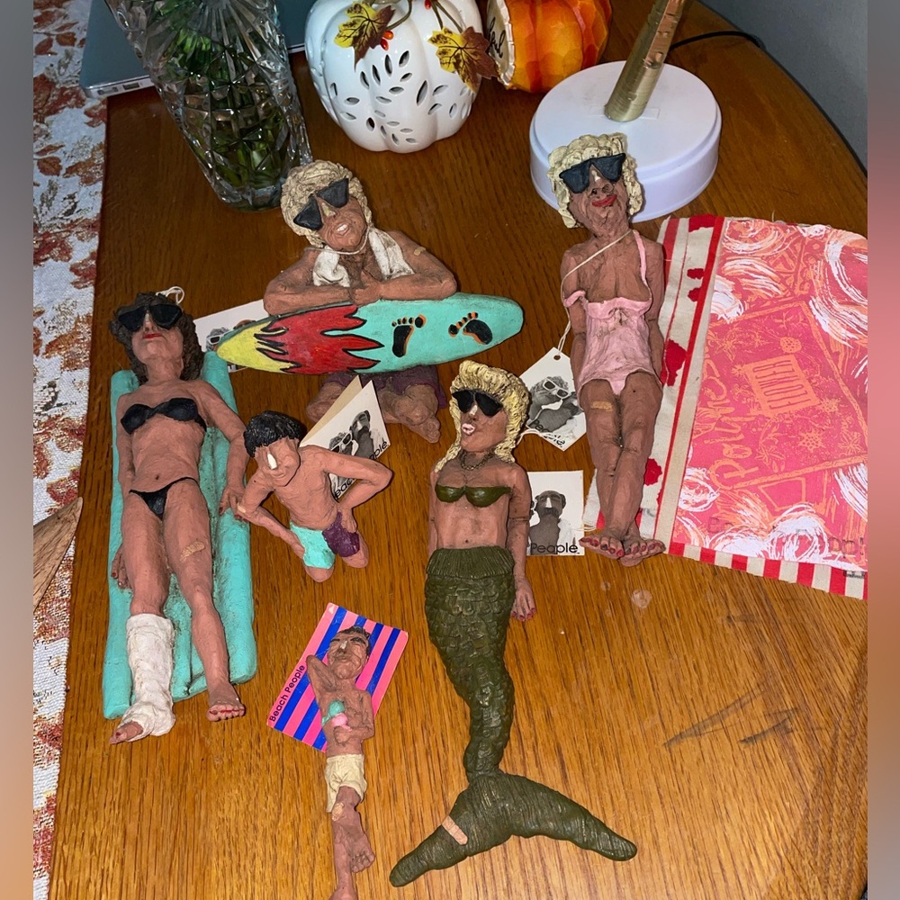 Handcrafted Beach-Themed Figurines Set